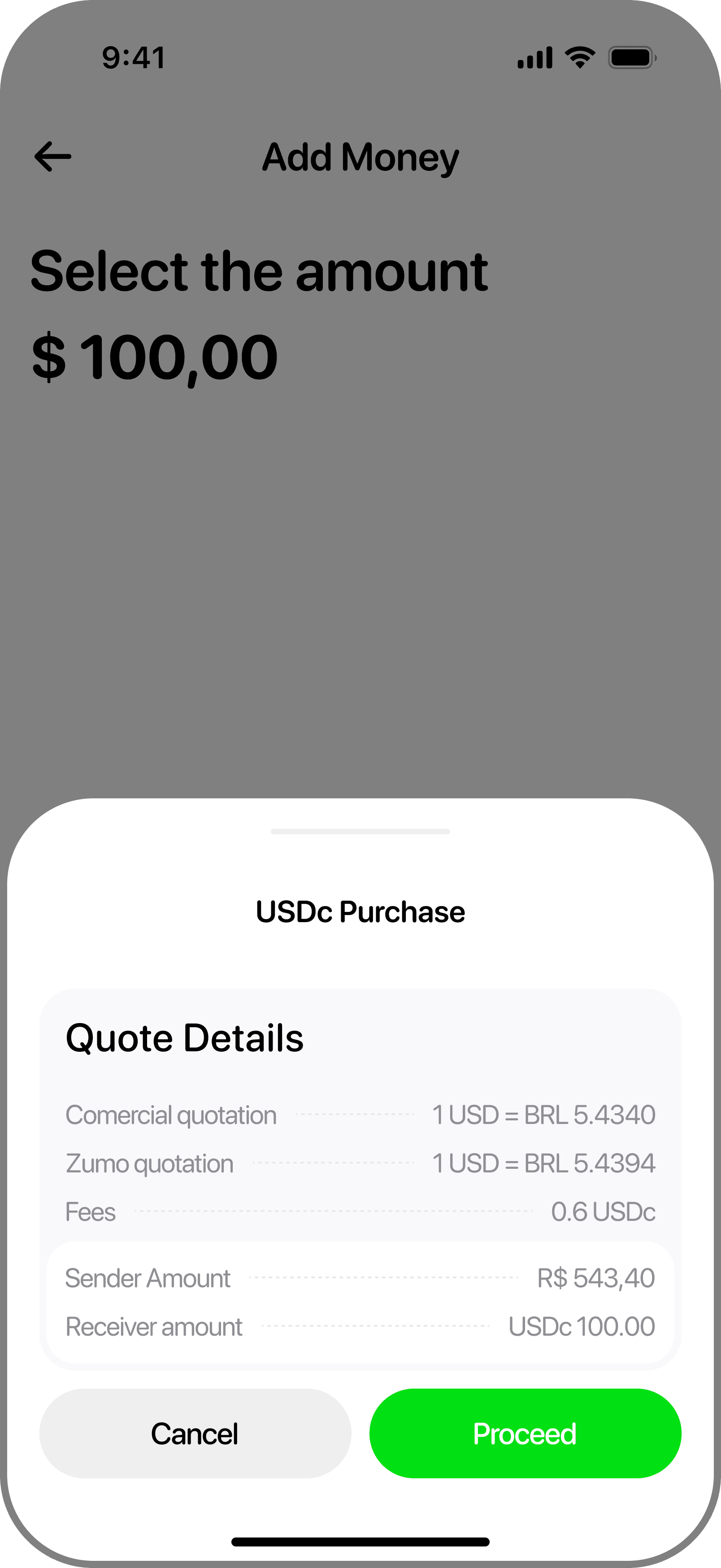ios quote details screen